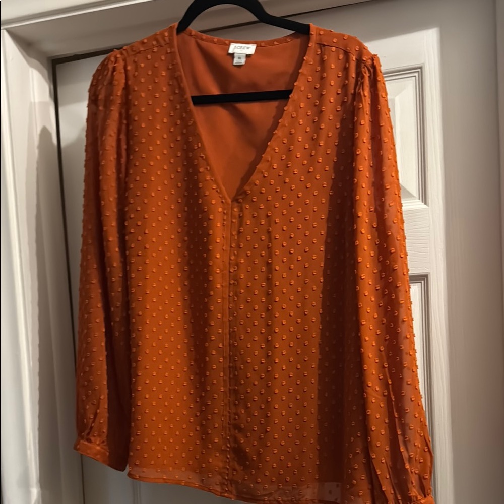 J. Crew Orange Long Sleeve Relaxed Blouse